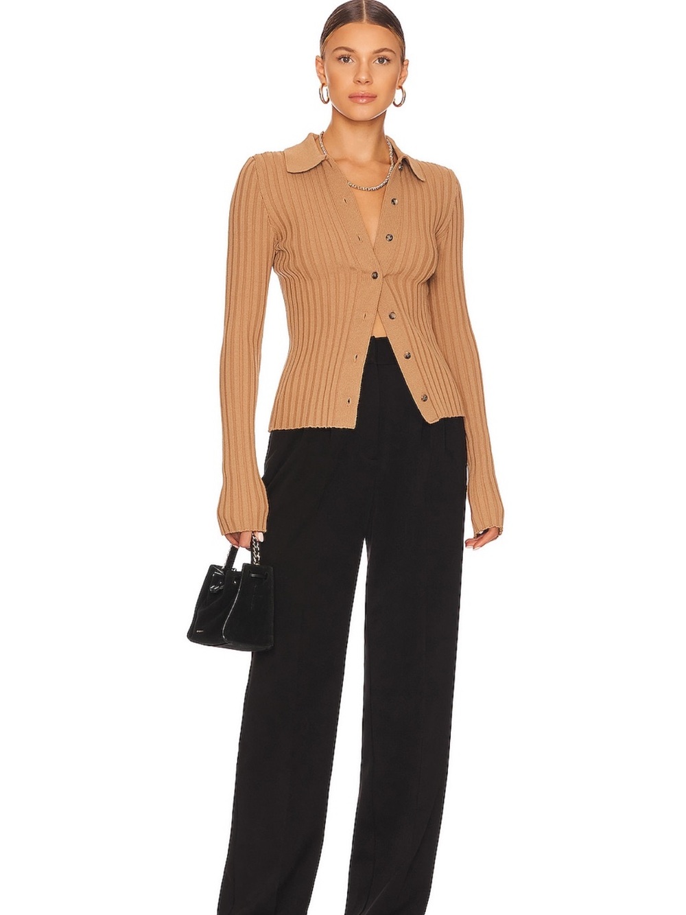 Favorite Daughter Black Wide-Leg High-Rise Trousers